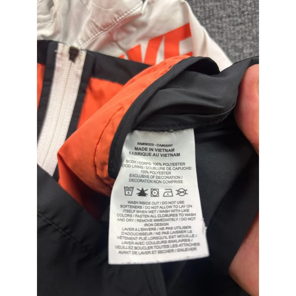 Nike Windbreaker Jacket Kids XS White Black Orange Packable Hooded Zip Up